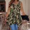 Women's Fashionable Casual Sports Double-ring Vest, Large-sized Tank Vest with Camouflage Printed Patterns, Irregular Hem, Elegant and Simple