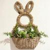 Hand Woven Easter Bunny Basket Natural Willow Handmade Easter Wall Pocket Gift Holder Cute Rabbit Plant Hanging Basket