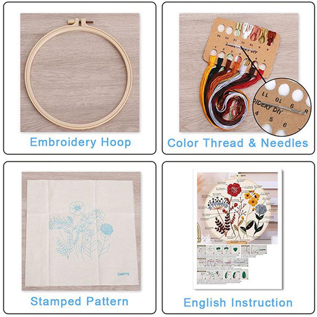DIY Material Hand Embroidery Kit Snow Scenery Winter Villages Christmas Trees Christmas Theme Decorations Embroidery Kit