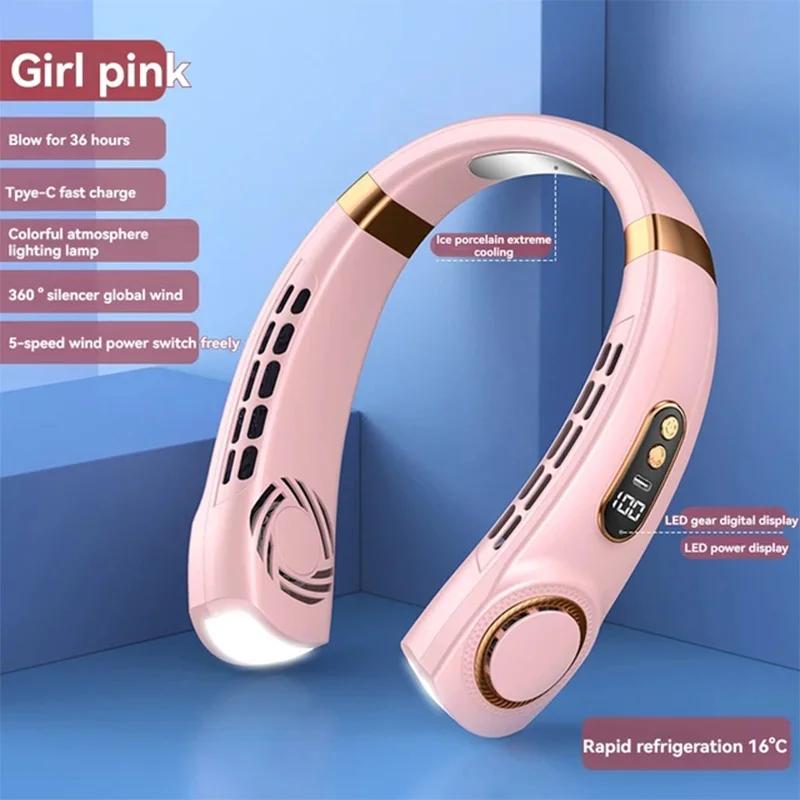 2024 New Outdoors Portable Halterneck Fan USB Handheld Silent Multi- Bladeless Mini Electric Hanging Neck Fan Usb Ceiling Fan