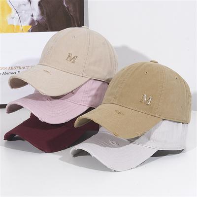Hat for Women with Broken Holes, Soft Top, Deepened Baseball Cap, Korean Style Trendy Big Head Circumference, Sun Protection, Duckbill Cap