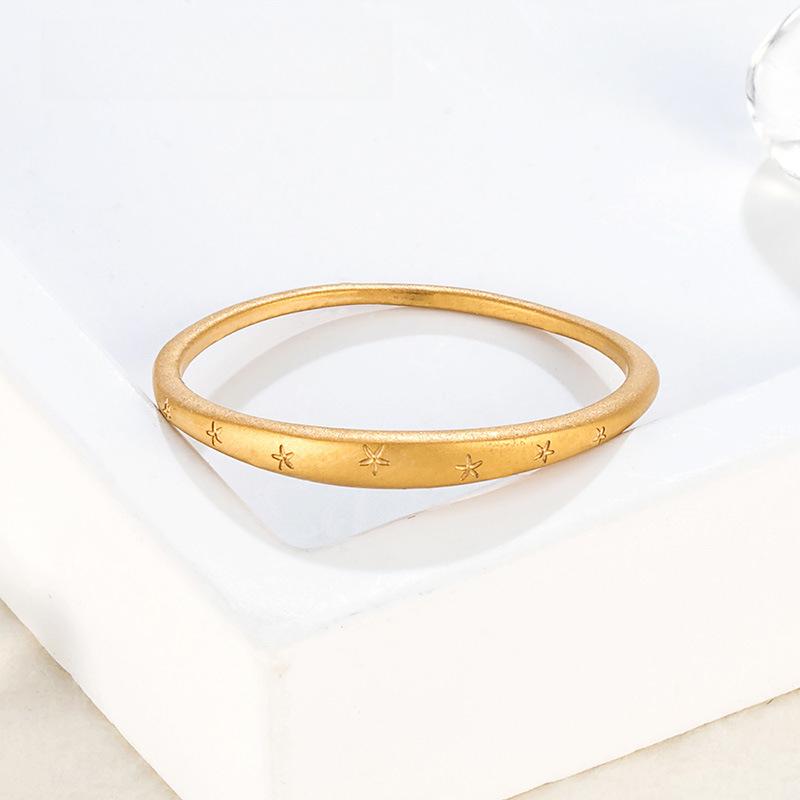 Japanese Sand Gold Small Star Plain Ring, Exquisite High-grade Matte Ring, Titanium Steel Electroplating Stacked Accessories