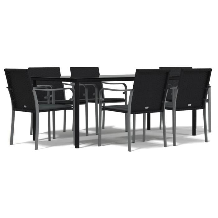 VidaXL Ensemble à manger de jardin 7 pcs coussins résine tressée acier 3186967