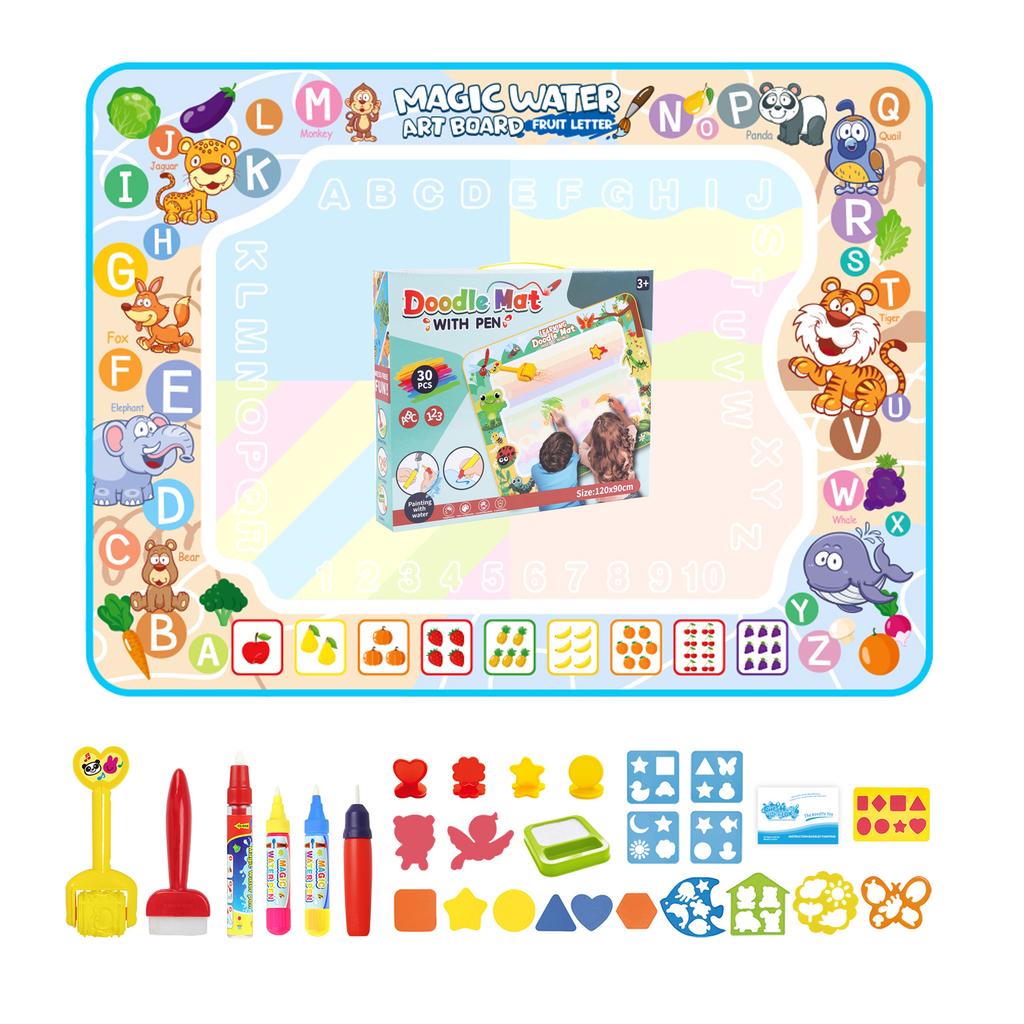 120x90CM Magic Water Drawing Mat Coloring Doodle With Reusable Magic Pens Montessori Painting Board Educational Toys Kids Gifts