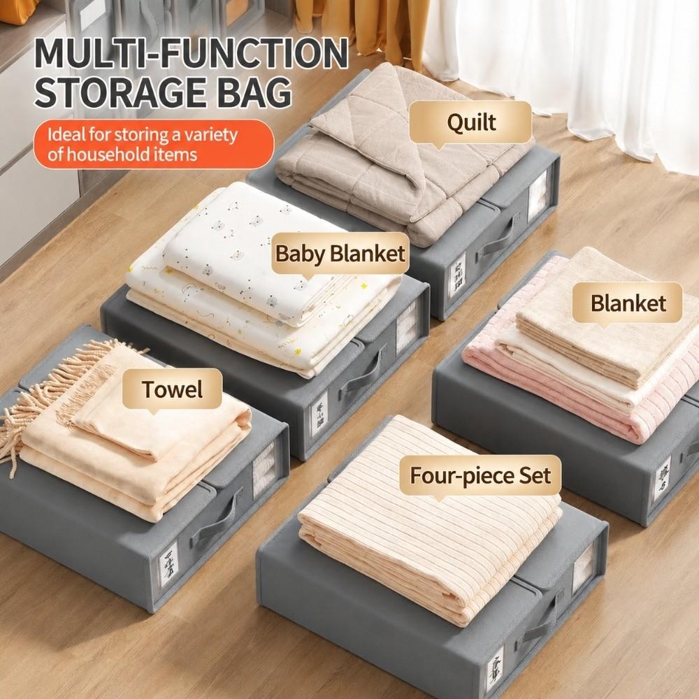 With Zipper Bed Sheet Organizer Box Solid Color Duvet Cover Storage Box Wardrobe Closet Storage