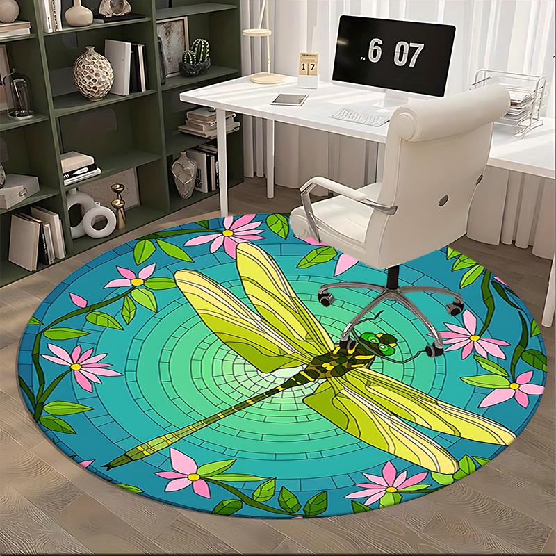 Stained Dragonfly Office Carpet Chair Mats, Home Decor, Sofa Rug, Office Carpet Gift for All Rooms1118158a