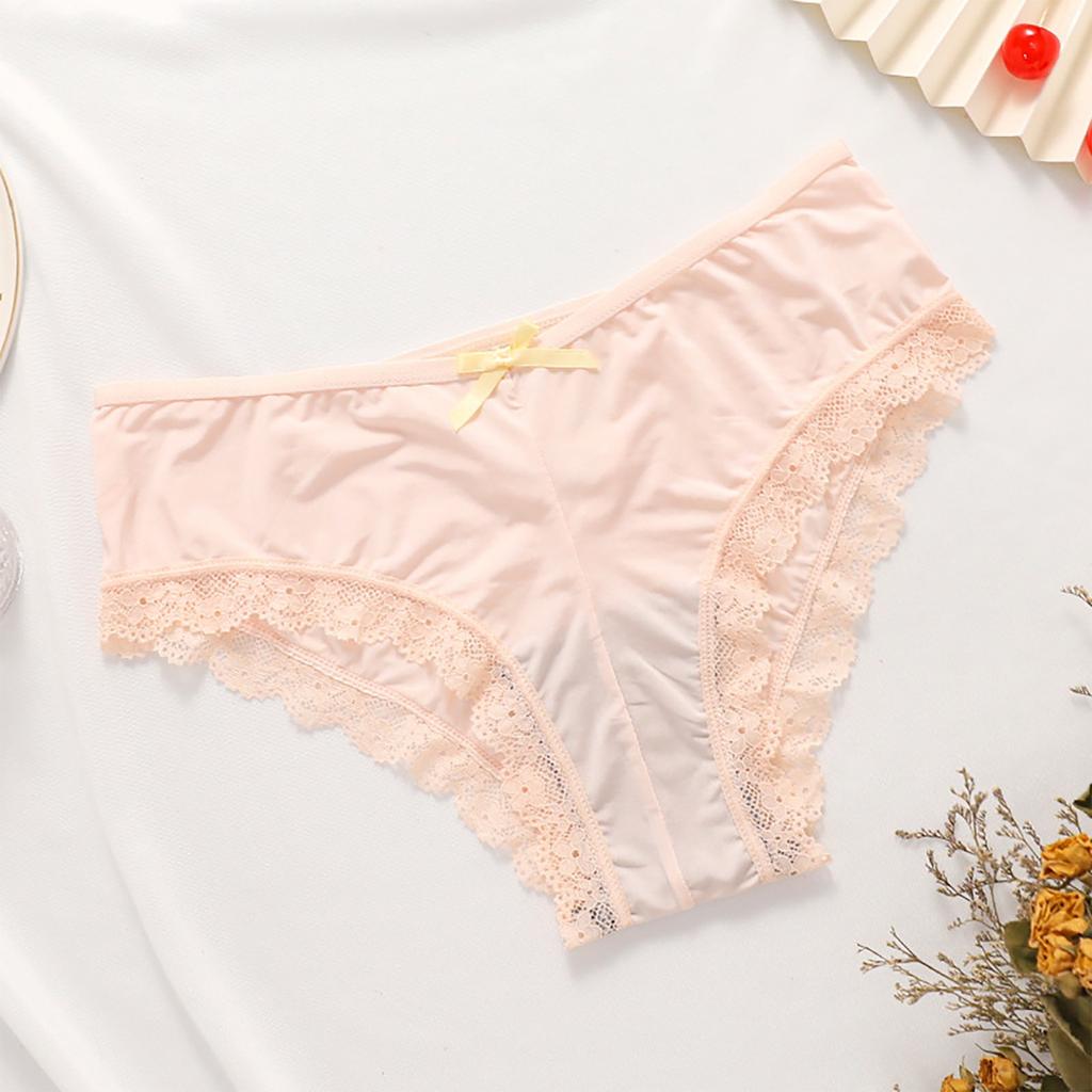 Women's Sexy Panties Color Lace Lace Cross Strap Mid Waist Briefs