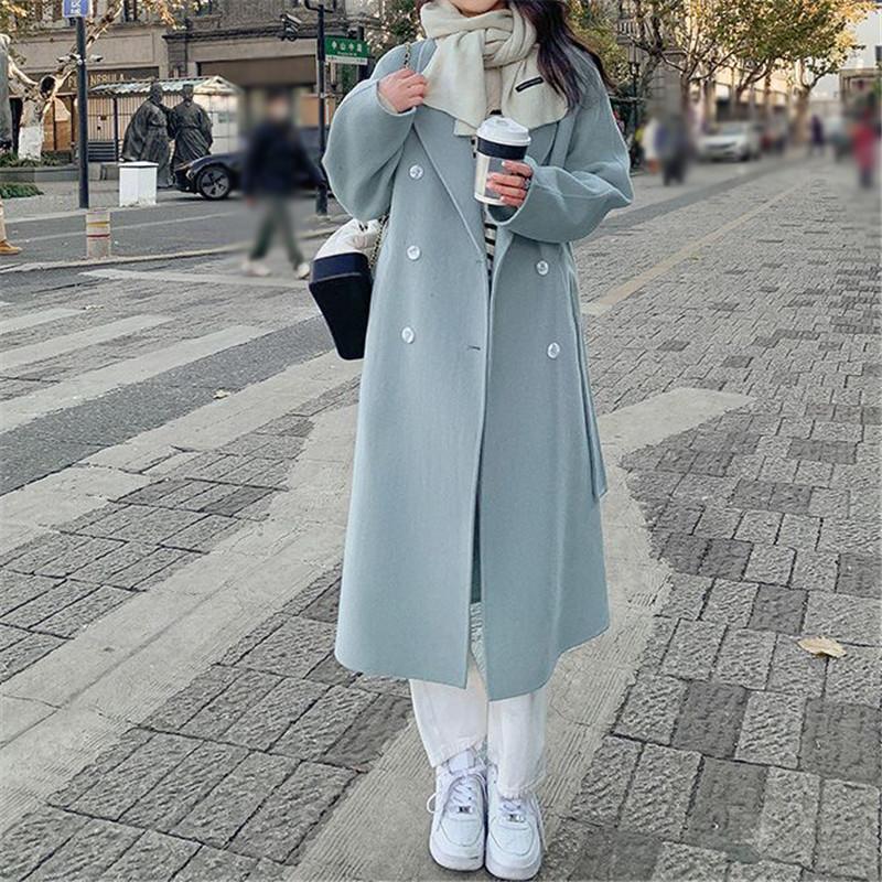 Tooxika New Autumn And Winter Commuter Solid Color Wool Coat For Women Mid-length Lace-up Wool Coat