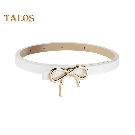 

Женский ремень, однотонный металлический бант, декорированный искусственным кожзаменителем, регулируемые отверстия, тонкий пояс белый