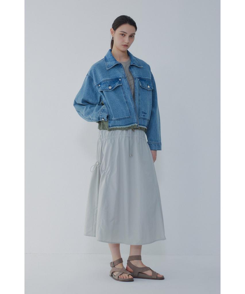 Bobeu String Banding Tiered Skirt_Light Gray 7156235003