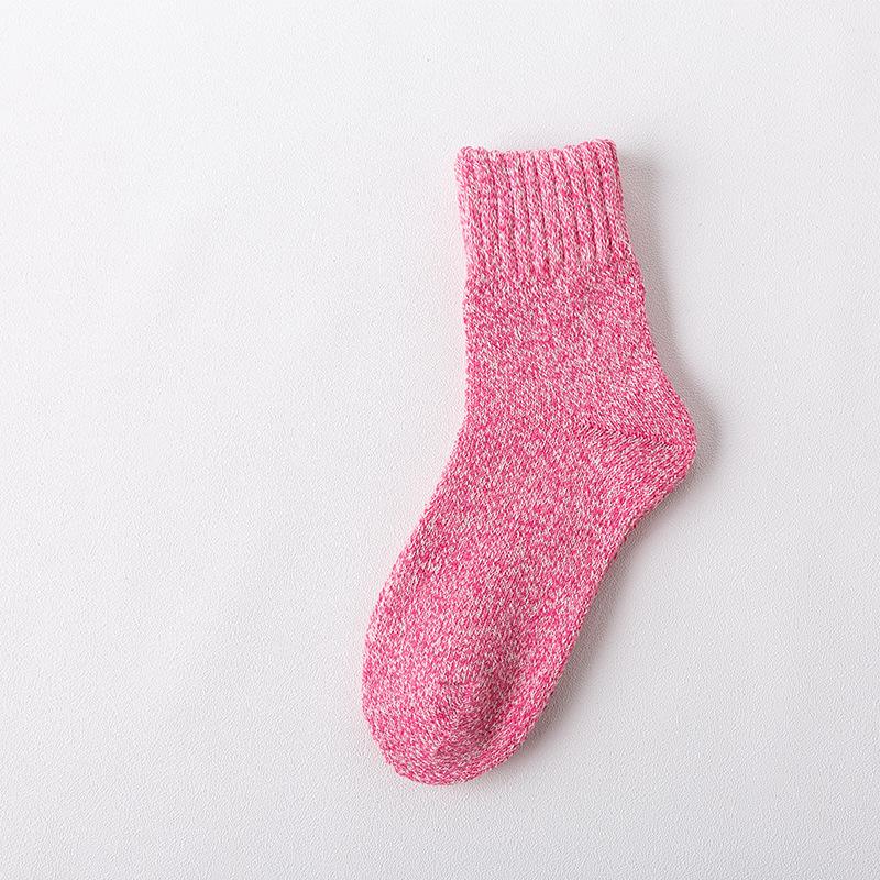 3 Pairs of Winter Mid-calf Socks In Solid Color with Thickened Wool Loops, Warm Women's Rabbit Wool Socks