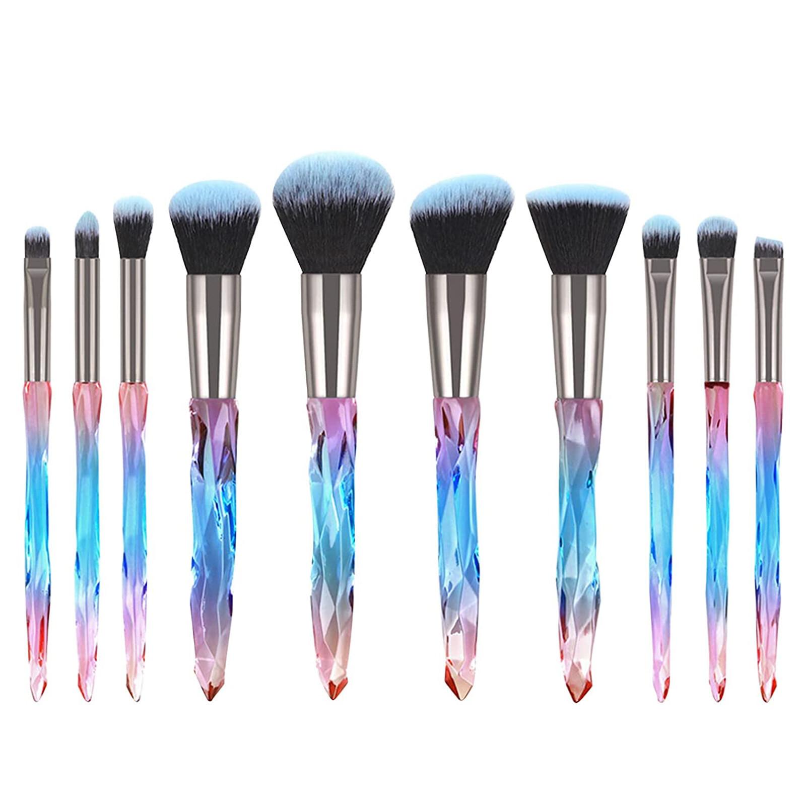 10 Crystal Makeup Brushes, Transparent Makeup Tools, Makeup Brush Set