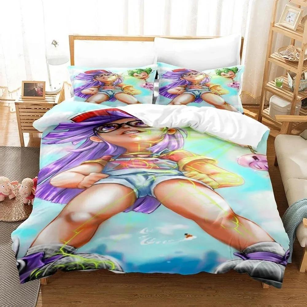 3D Cartoons Bed Sheet Set Kawaii Arale Bedding Set Single Twin Full Queen King Size Bed Set Adult Kid Bedroom Duvet Cover Sets