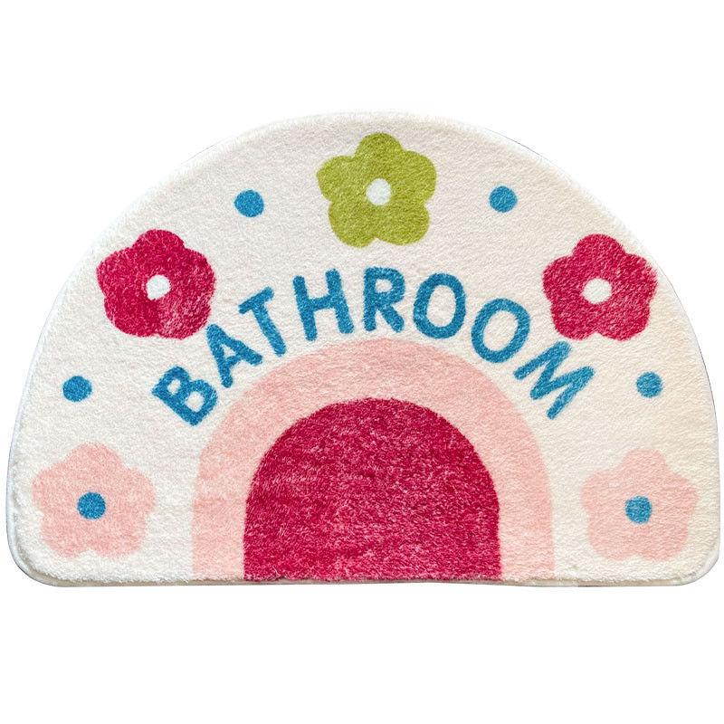 Ins Simple Semicircle Absorbent Bathroom Floor Mat Thickened Non-slip Carpet Toilet Washroom Toilet Door Mat