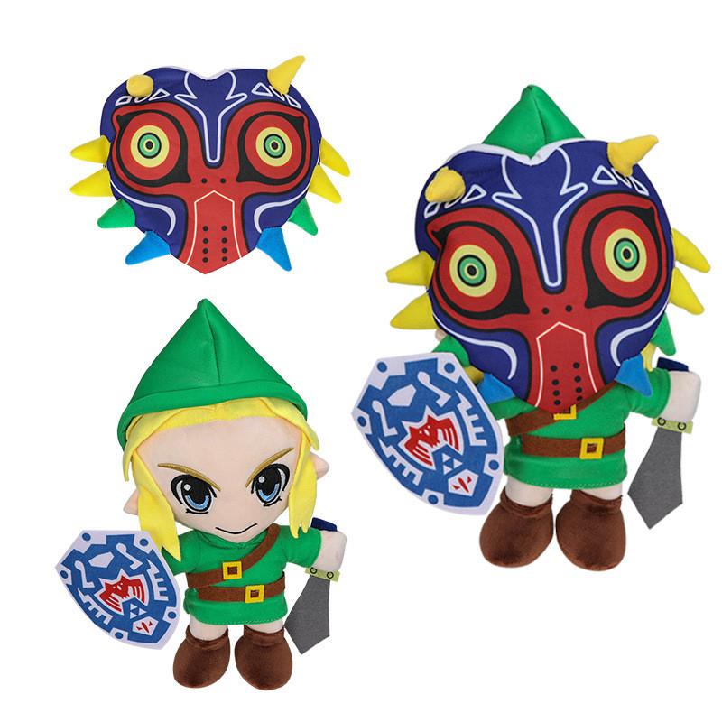 Maskeli Büyük Boy Legend Of Zelda Link Bebek Mezura Maskeli Link Peluş Oyuncak Skyward Sword Yumuşak Kısa Peluş Özelleştirilebilir