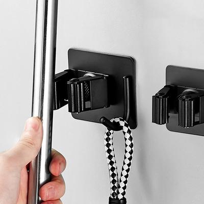 Crochet Porte-Mop Mural en Acier Inoxydable Accrocheur Sans Perçage Clip pour Mop de Salle de Bain Crochet Adhésif Puissant