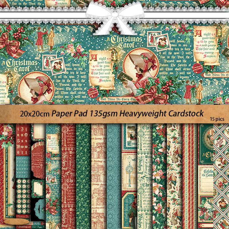 

15 Sheets Christmas Carols Paper Stickers: Patterns & Backgrounds for Journals & Collages