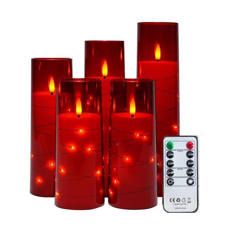 5-Pack LED Candle with Remote Control Romantic Birthday Confession Proposal Home Decoration LED Light Acrylic Electronic Candle