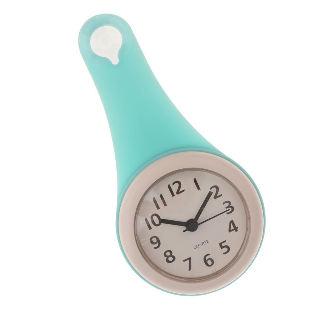 Suction Bathroom Waterproof Wall Clock Plastic Non-ticking Silent Timepiece for Shower Spa Household