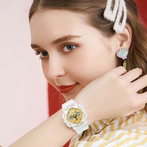 RORIOS Watch Women's Digital Watch with Luminous Display, 50M Water Resistance, Calendar, Resin Strap, Multi-Function Quartz Movement, Popular Fashion