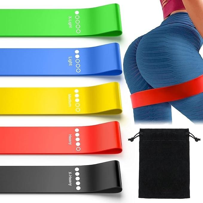 5 Pack Mini Resistance Bands Set, Latex Elastic Workout Bands for Gym Fitness Yoga Pilates Rehabilitation Training, 5 Levels of Difficulty, Multicolor
