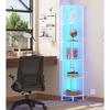 Corners Shelf with LED Light, 6-Tier Corner Bookshelf, Industrial Corner-Ladder Shelf, Modern Display Shelf for Living Room