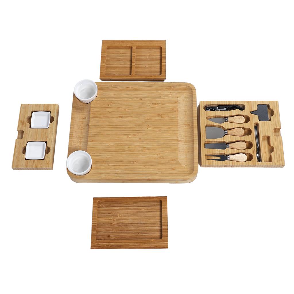 Sada prkénka na uzeniny Bambusoideae Servírovací tác Podnos na sýr se 4 zásuvkami na narozeniny svatbu