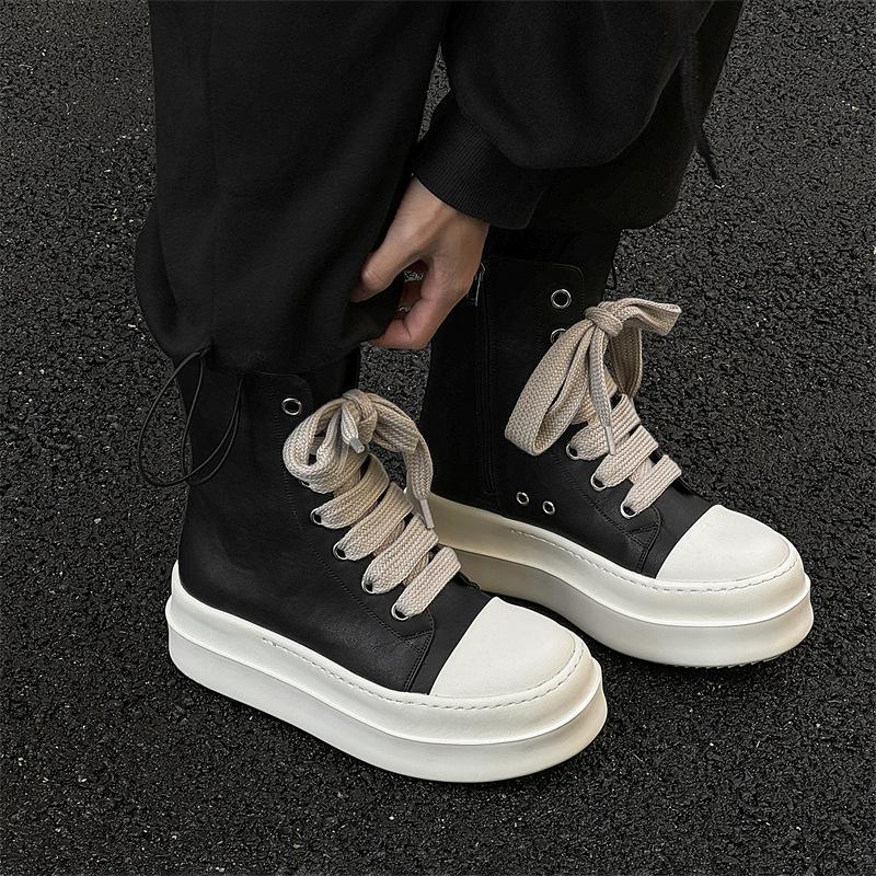 

Американские парусиновые туфли на платформе, мужские, нишевые, спортивные, для улицы, для пар, с большой головой, для пригородных поездок, с увеличенным каблуком, дерби 3848-J 38 чёрный