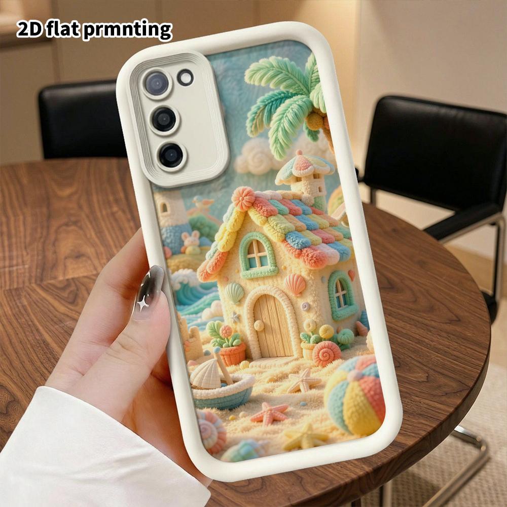 Phone Case: 2D flat, suitable for Samsung Galaxy A34 A35 M05 M06 S20 S22 S21 FE Plus 5G protective case, seaside cottage, perfect Christmas and Hallow
