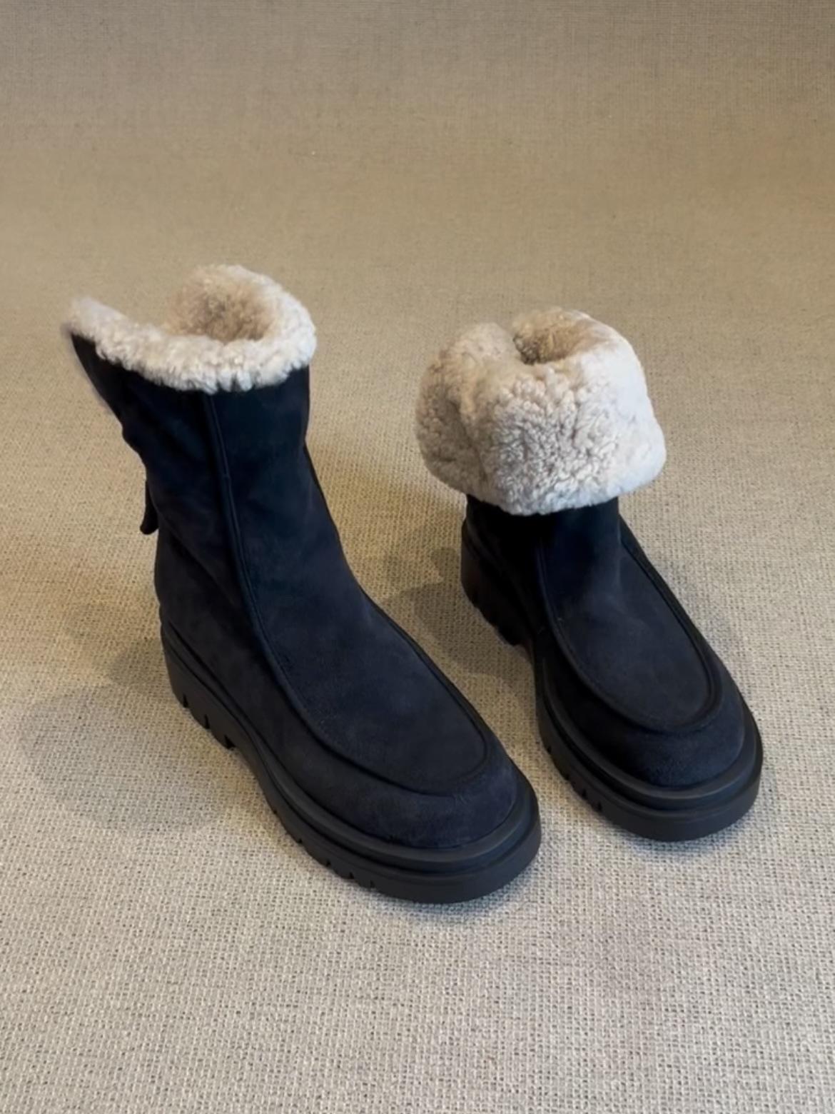 

Замшевые матовые зимние новые универсальные термо ботинки с застежкой-молнией сзади короткие зимние ботинки 40 чёрный