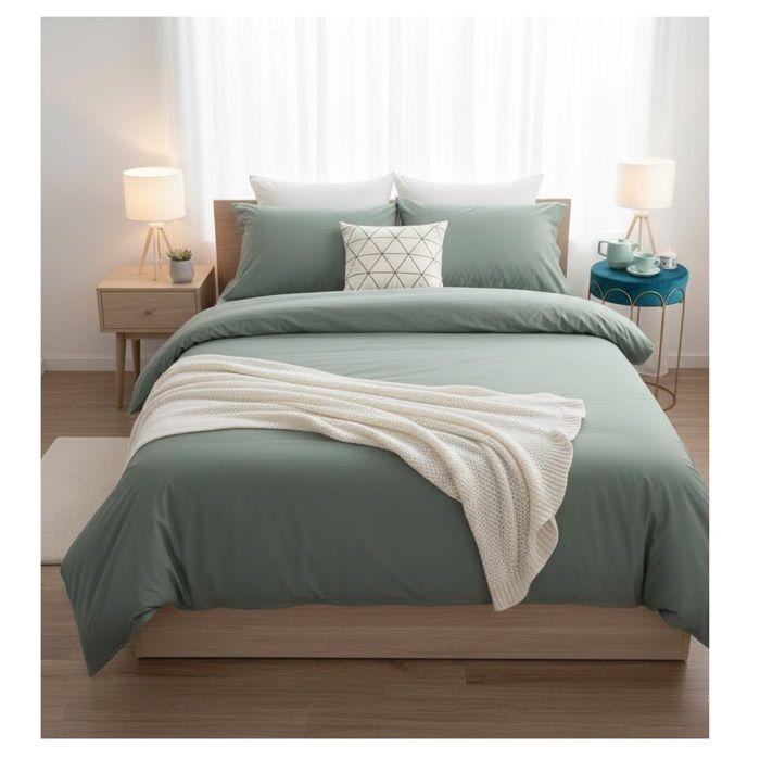 Housse de couette 220 x 240 cm Contemporain uni celadon