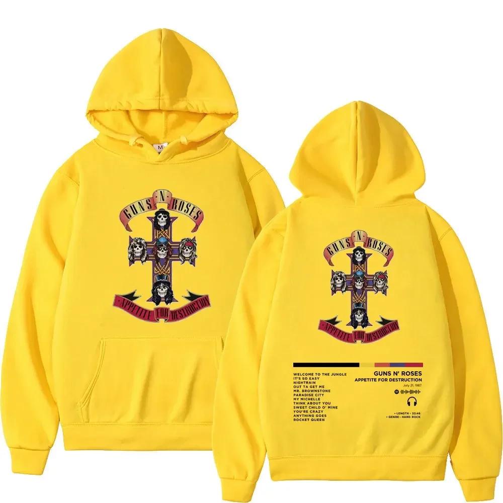 Men's and Women's Guns N Roses Printed Hooded Sweatshirts Guns N Roses Unisex Clothing Printed Rock Hip-hop Gothic Fashion