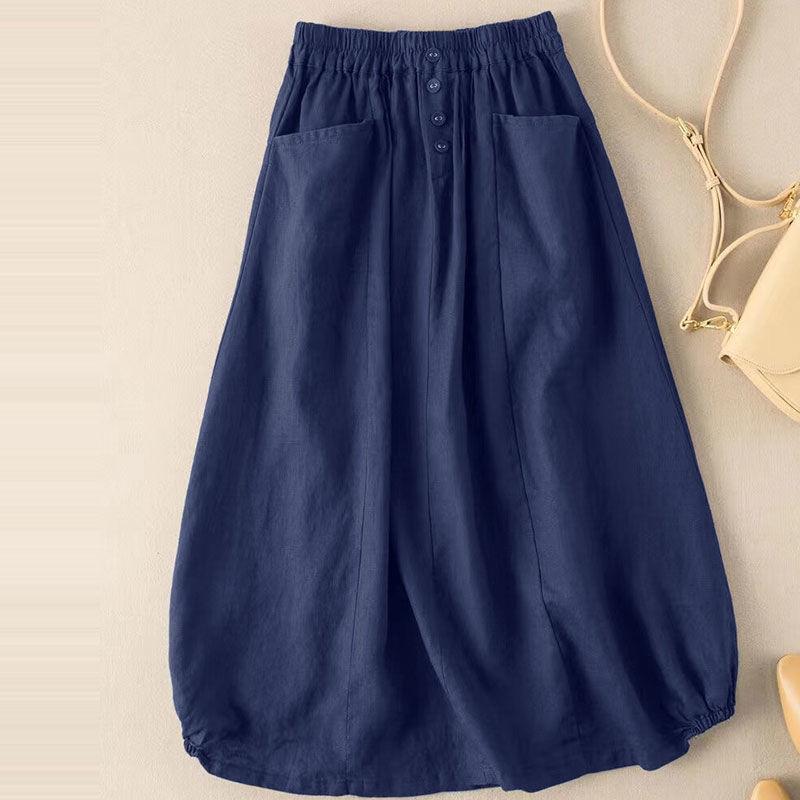 Women's Cotton Linen Half Skirt Children's Summer Linen Half Skirt Medium Long Style Skirts