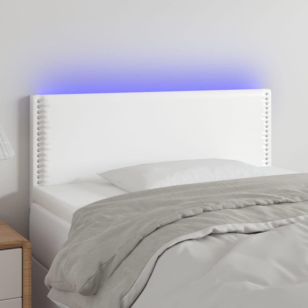 Vidaxl Zagłówek Do Łóżka Z Led, Biały, 100X5X78/88 Cm, Sztuczna Skóra