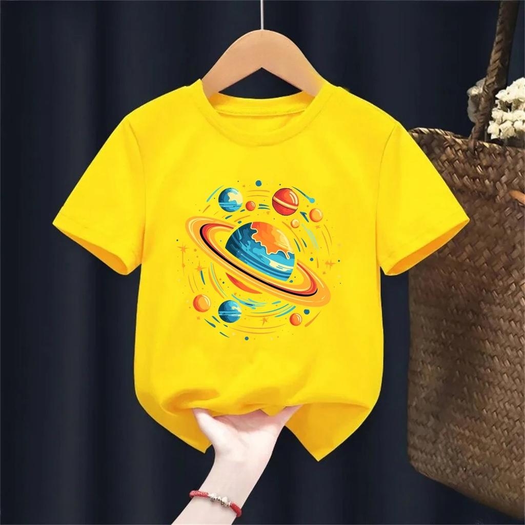 Fun solar system planet print summer childrens Tshirt
