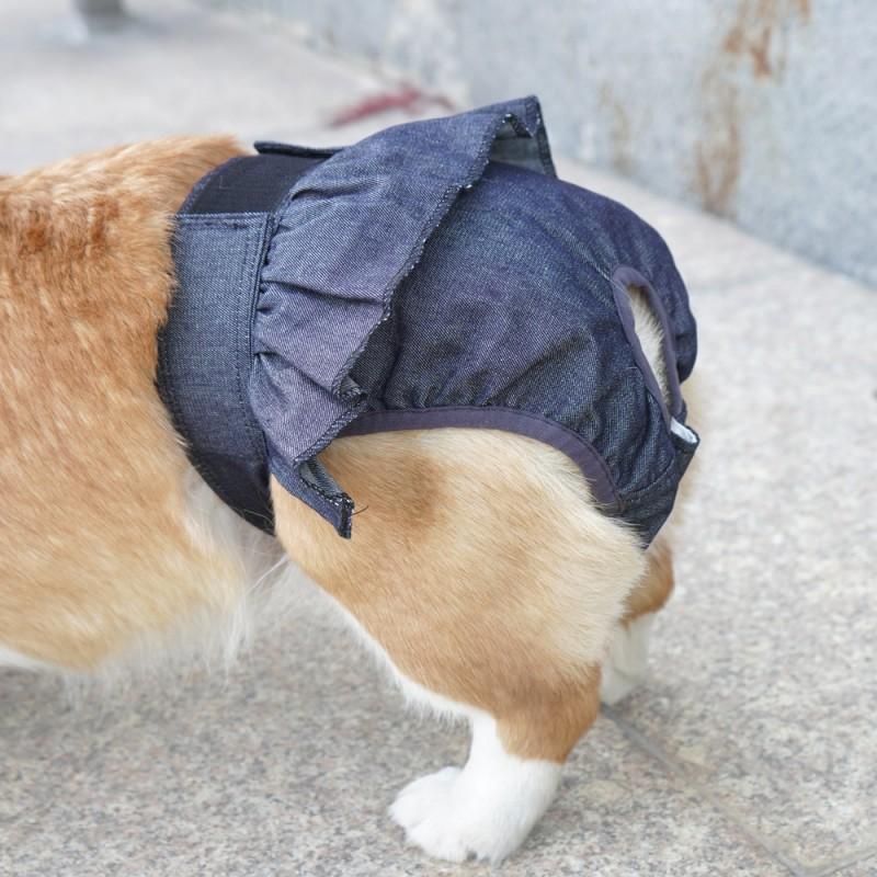 Dog Female Menstrual Panties Cotton Denim Style Small Medium Breeds Like Teddy Corgi M L XL 2XL 3XL