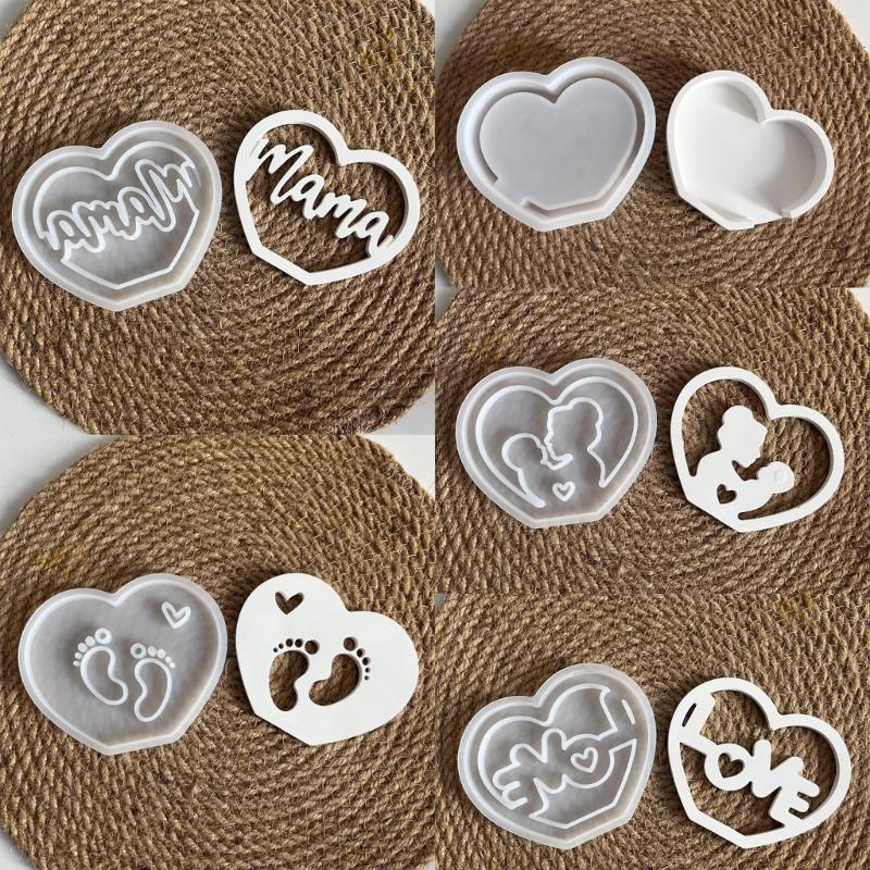 Silicone Mould Mother's Day Silhouettes Molds Plasters Molds Heart Casting Molds for Wedding Home Decoration