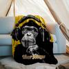 1PC Custom Name Monkey Music Headphones Art outdooor Flannel blankets Patterns Throw Blanket All-Season Soft Gift for Couch, Bed, Camping gifts
