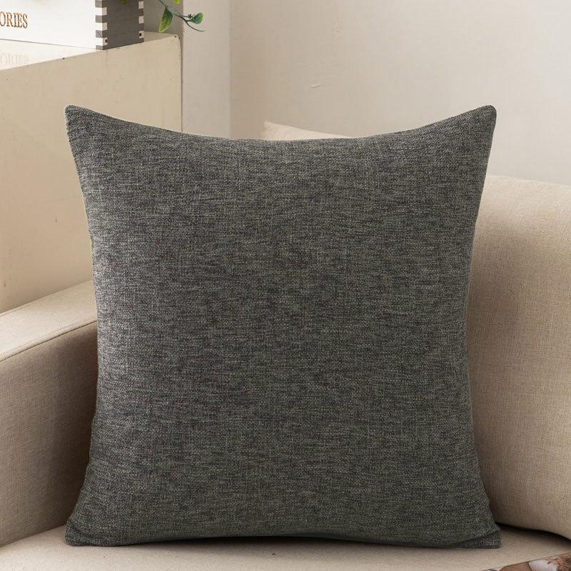 Modern Minimalist Solid Color Cotton Linen Throw Pillow for Sofa, Bed, or Office - Square Lumbar Cushion