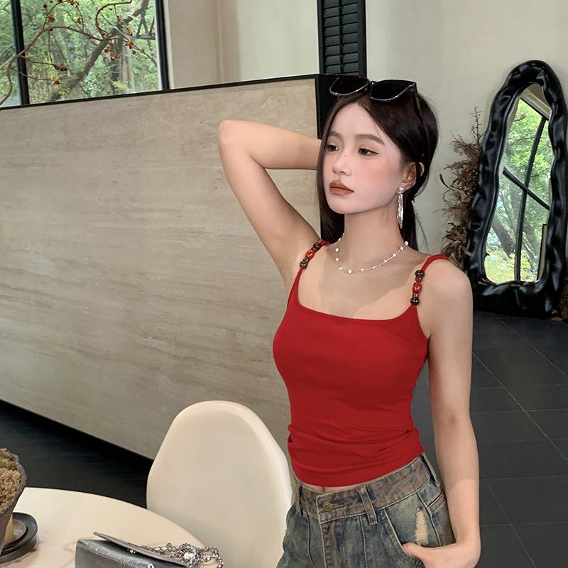 

Elegant Multi-Color Beaded Low Neck Camisole with Slimming Fit L (for 100-130 lb)