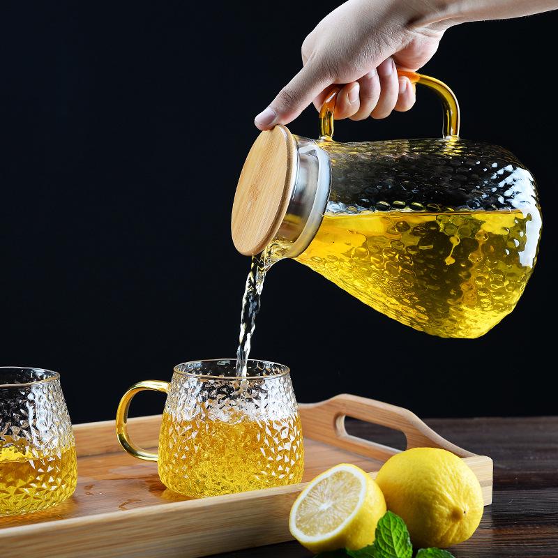 Lux Home Glass Tea Cup: Hammered Texture, Heat-Resistant, Large Capacity