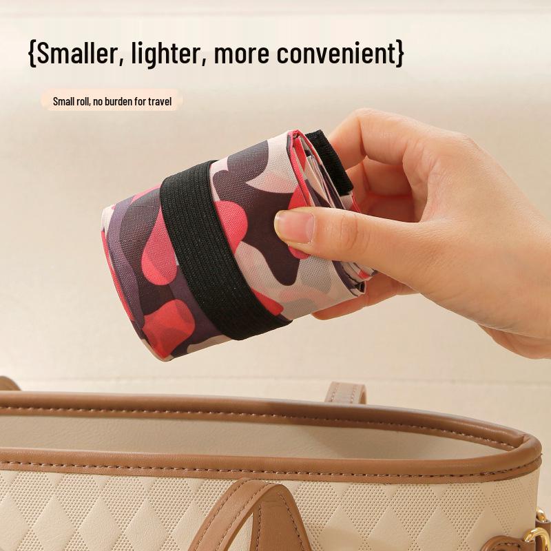 Large-Capacity Foldable Waterproof Shopping Bag with Zipper and Creative Print - Eco-Friendly Tote for Supermarket Storage