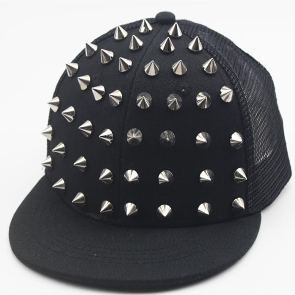 Sunshade Hip Hop Hat Adjustable Baseball Cap Casual Rivet Flat Hat Men and Women's