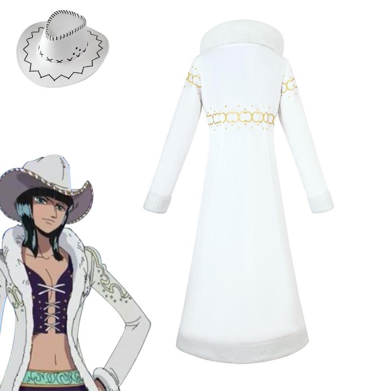 ONE PIECE Robin cos coat fur collar jacket one piece Nicole Robin cosplay costume anime