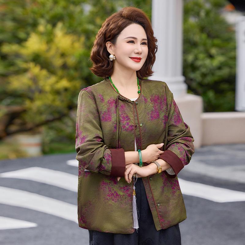 

Spring Chinese Style Jacket for Middle-Aged and Elderly Women: Fashionable Top for Mothers and Grandmothers, Perfect for Spring and Autumn 4XL (135-145 jin) зелёный