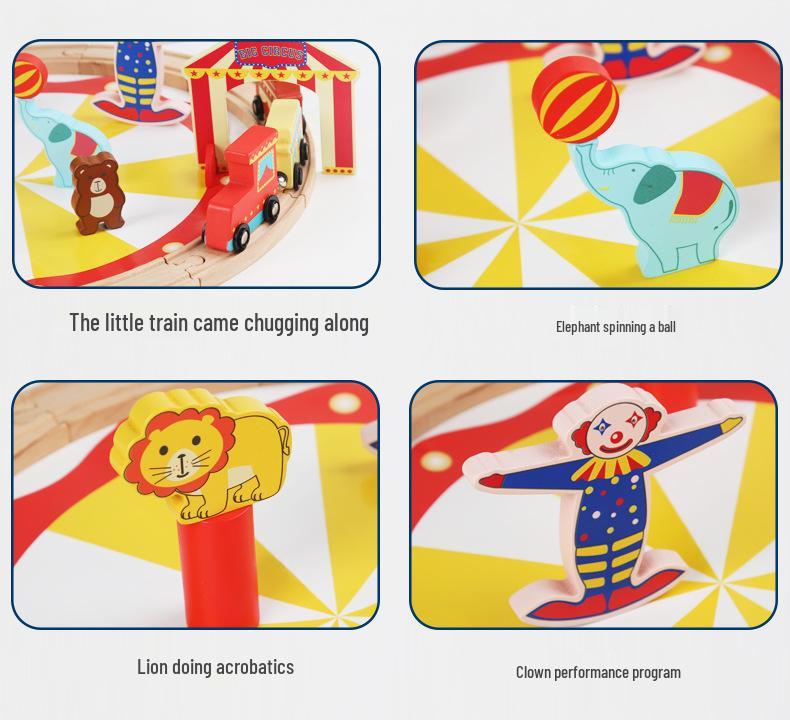 Kinder 25-teiliges Zirkuszug-Set aus Holz - Frühes Lernen & Bauspielzeug