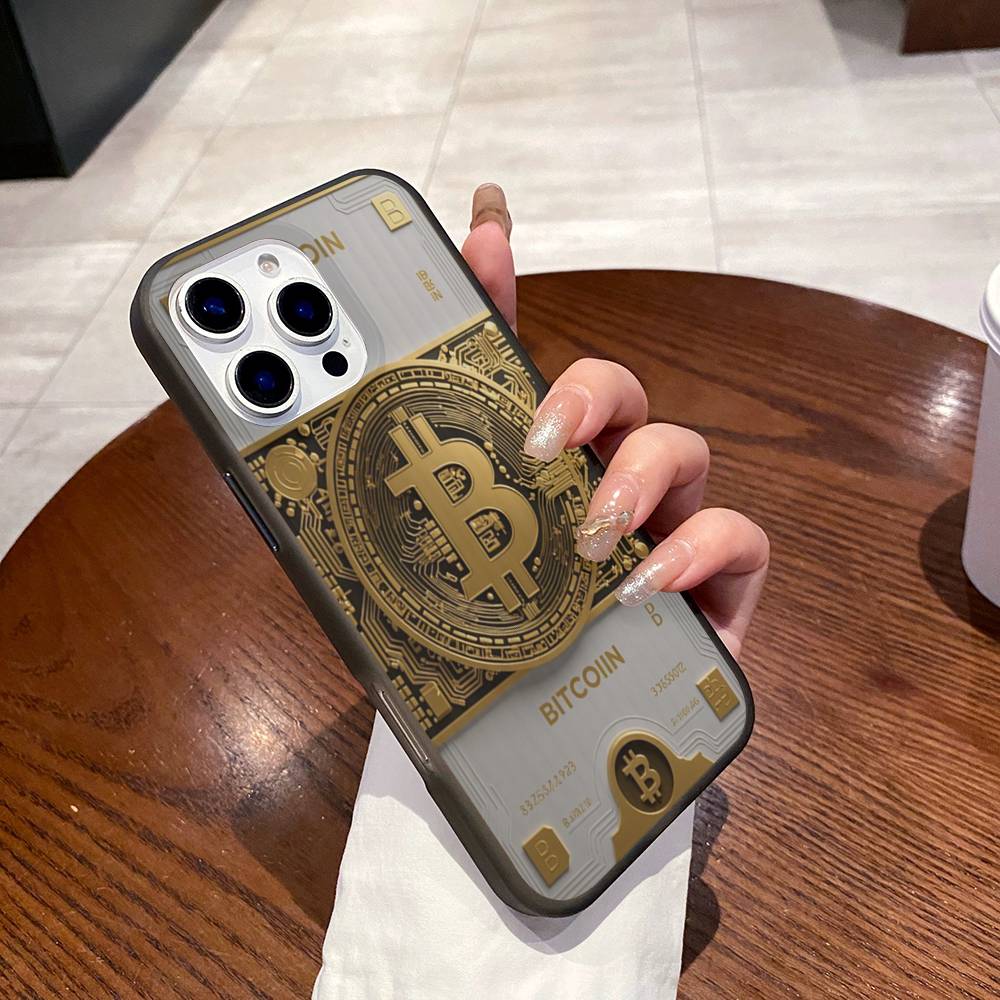 Bitcoin Retro Logo For IPhone 15 16 17 14 13 12 11 Pro Max 16E 16 Plus 17 Air Corrugated Shockproof Phone Cover
