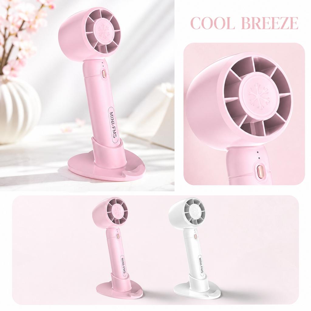 USB Rechargeable Bladeless Fan - Portable Handheld Fan with Desktop Stand for Home