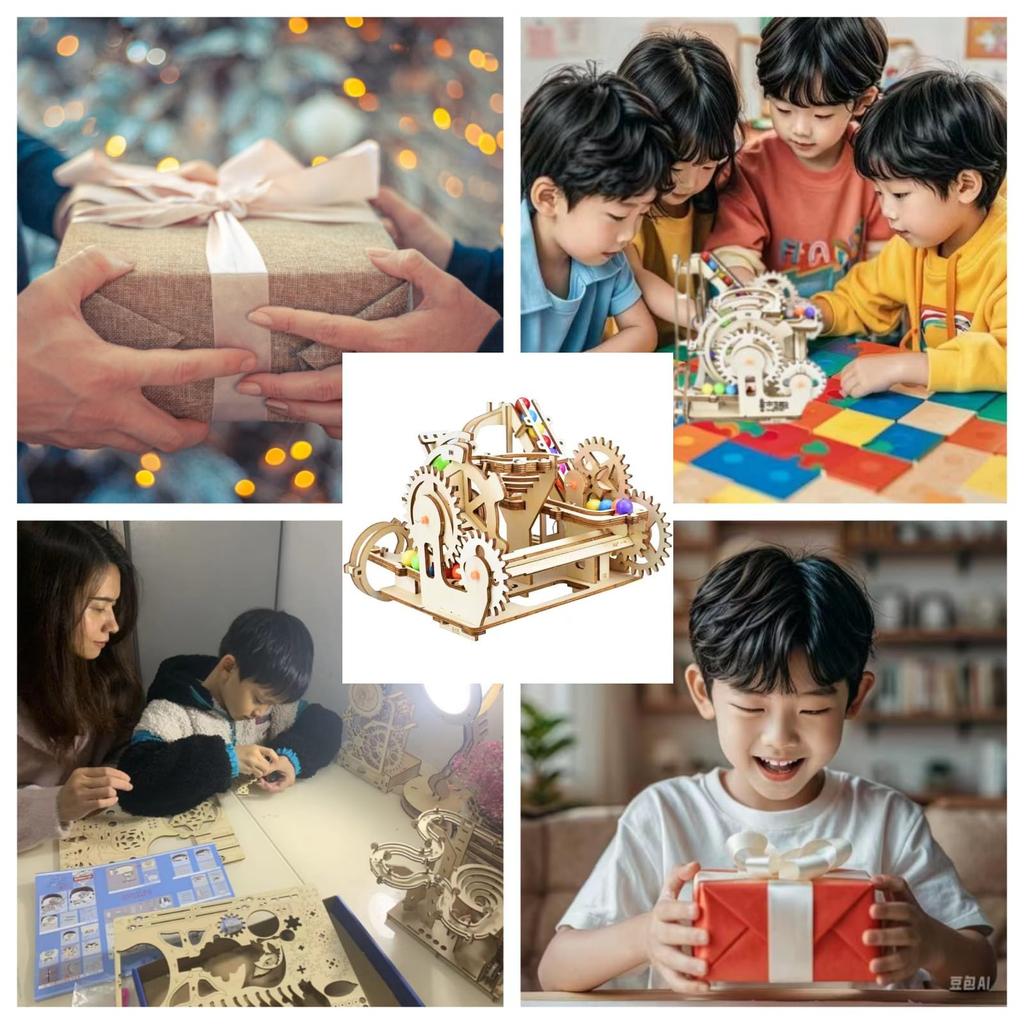 AIJUYE 3D Puzzle, Wooden Puzzle Toy, Wooden Puzzle, Electric Gear, Laser Assembly Kit, Educational Toy for Children and Adults, Assembly Machine