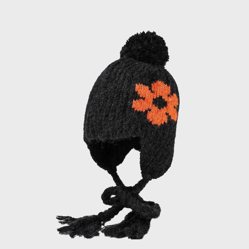 Knitted Hat Women's Winter Braid Tether Wool Ball Wool Hat Warm Hat